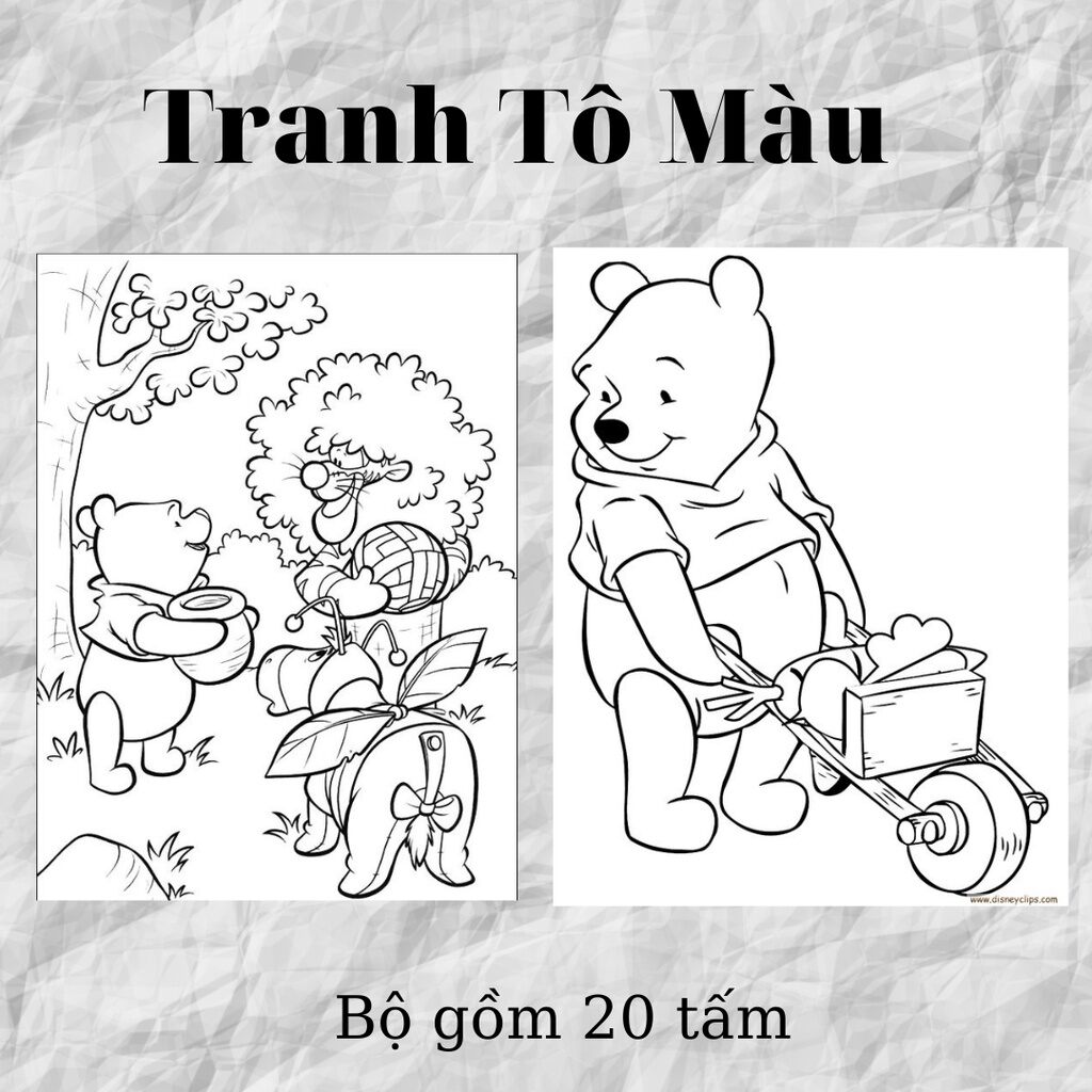 Bộ Tranh Tô Màu 20 tấm A4 Dành Cho Bé