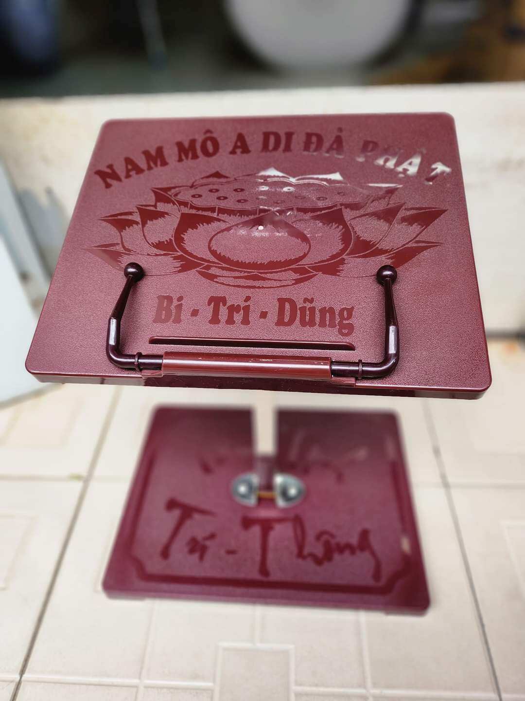 Bàn đọc kinh 2 mặt gấp gọn chân inox cao cấp.