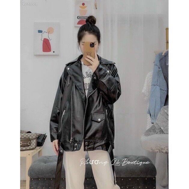 Áo khoác da form rộng