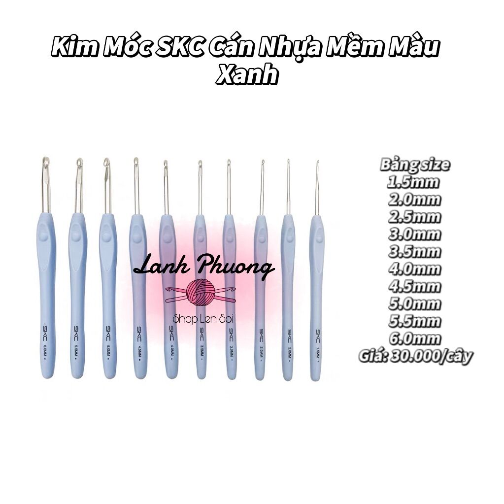 Kim Móc Len Cán Nhựa Mềm SKC/ Trắng bạc size mini