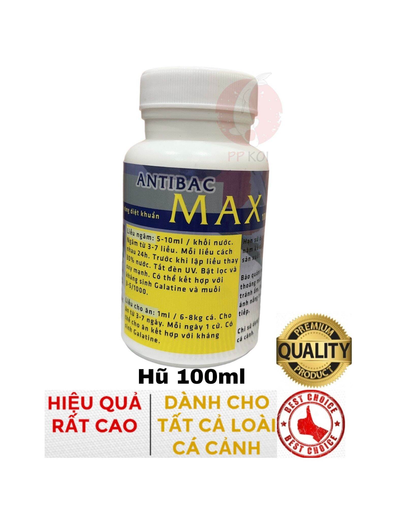 Antibac Max diệt khuẩn, đục mắt, thối mang, lở loét ở cá Koi, cá Vàng, cá Rồng và các loài cá cảnh khác
