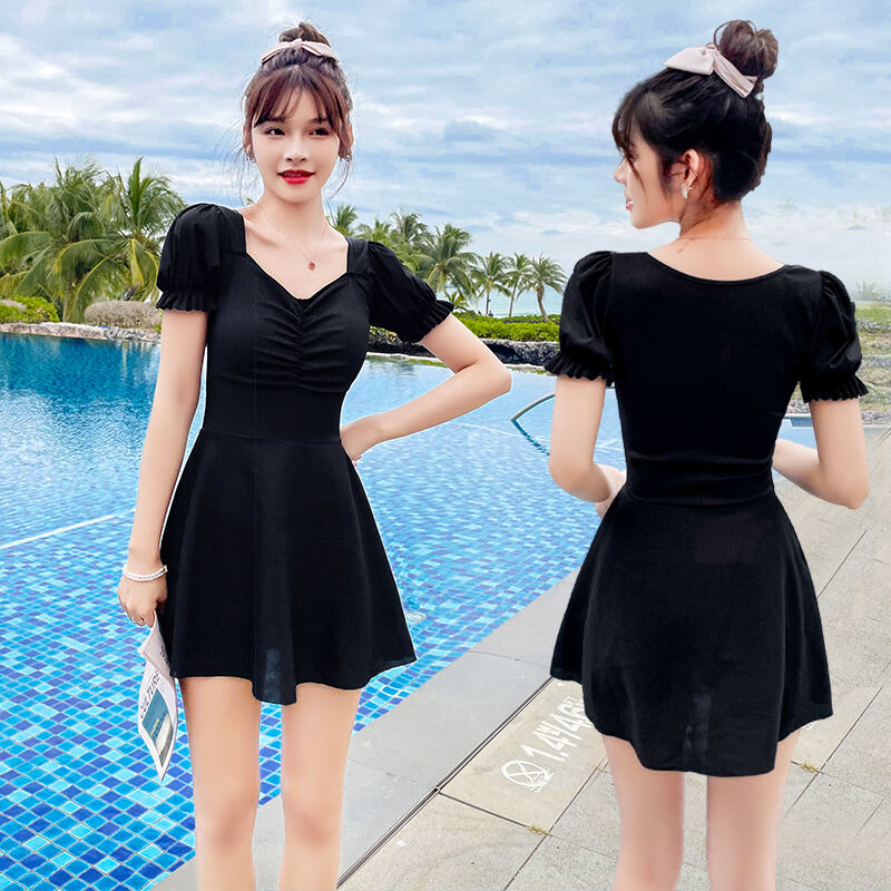 Đồ Bơi Kiểu Váy Liền Thân Đồ Bơi Boxer Ôm Cụp Ngực Nhỏ Tôn Dáng Gầy Tay