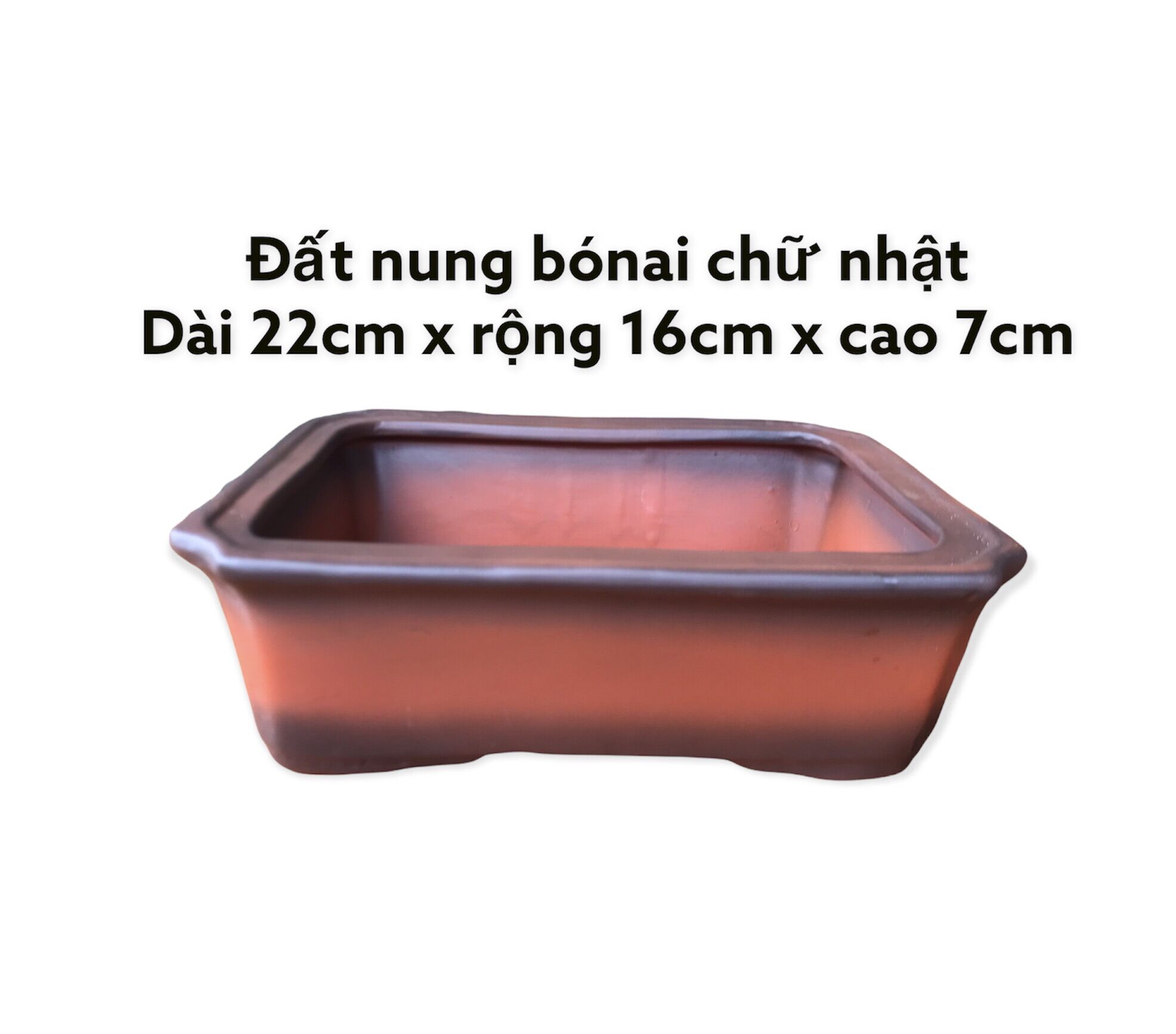Chậu đất nung bonsai chữ nhật size 1