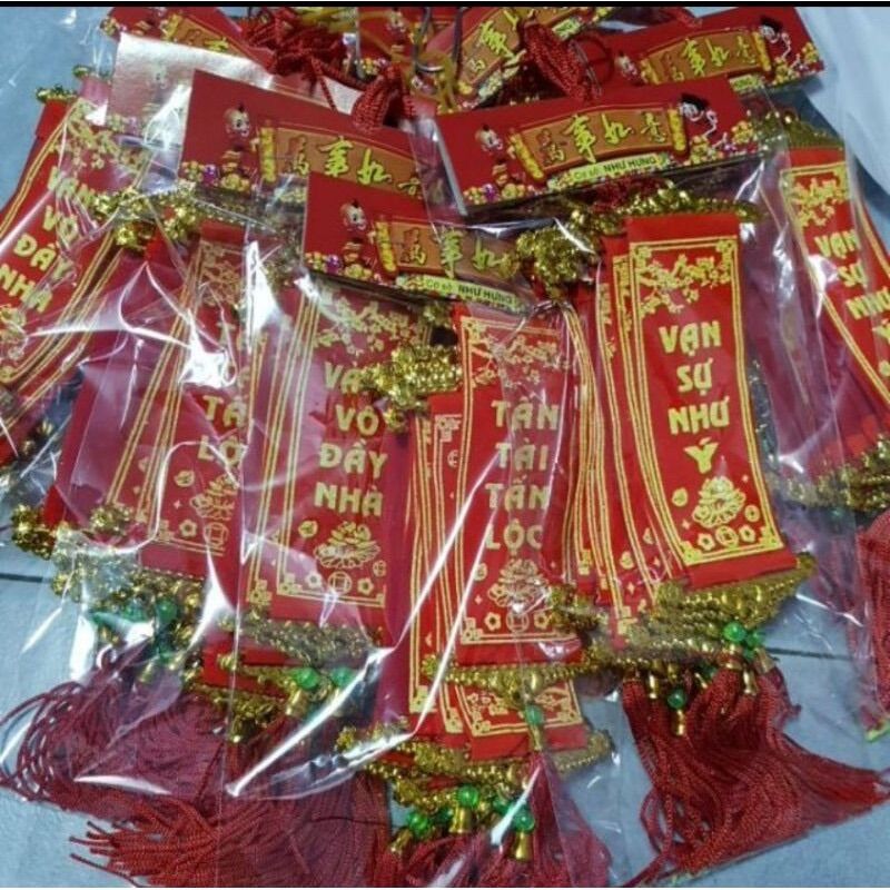 Bịch 10 cái liễn nhung trang trí tết dài 21cm cả dây