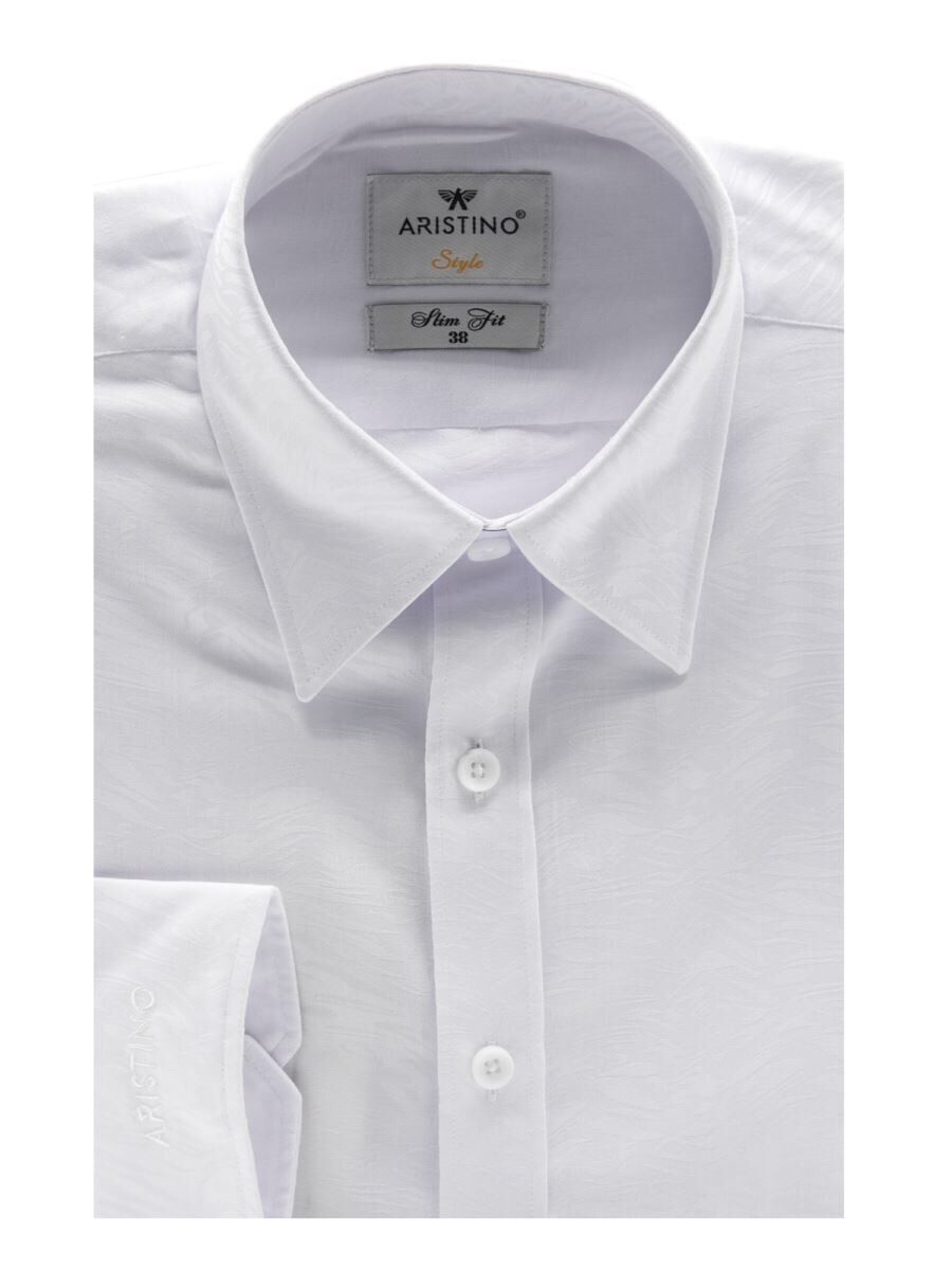Áo sơ mi nam Aristino màu trắng dài tay hoạ tiết chìm sang trọng