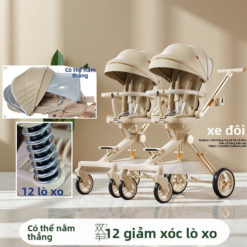 WEIJIA | Twin Baby Stroller Can Sit Or Lie One-button Foldable