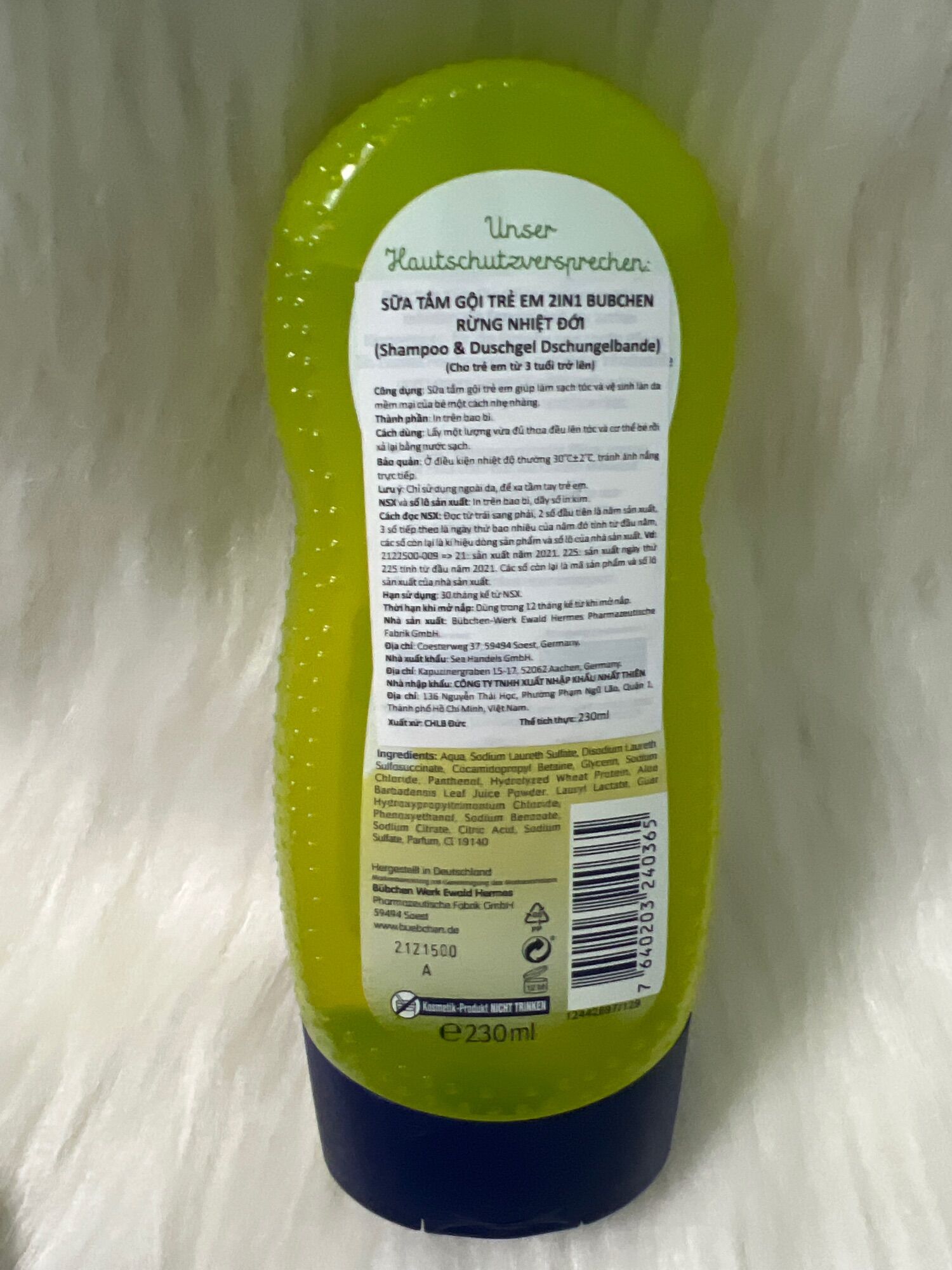 SỮA TẮM GỘI 2in1 BUBCHEN CHO BÉ YÊU