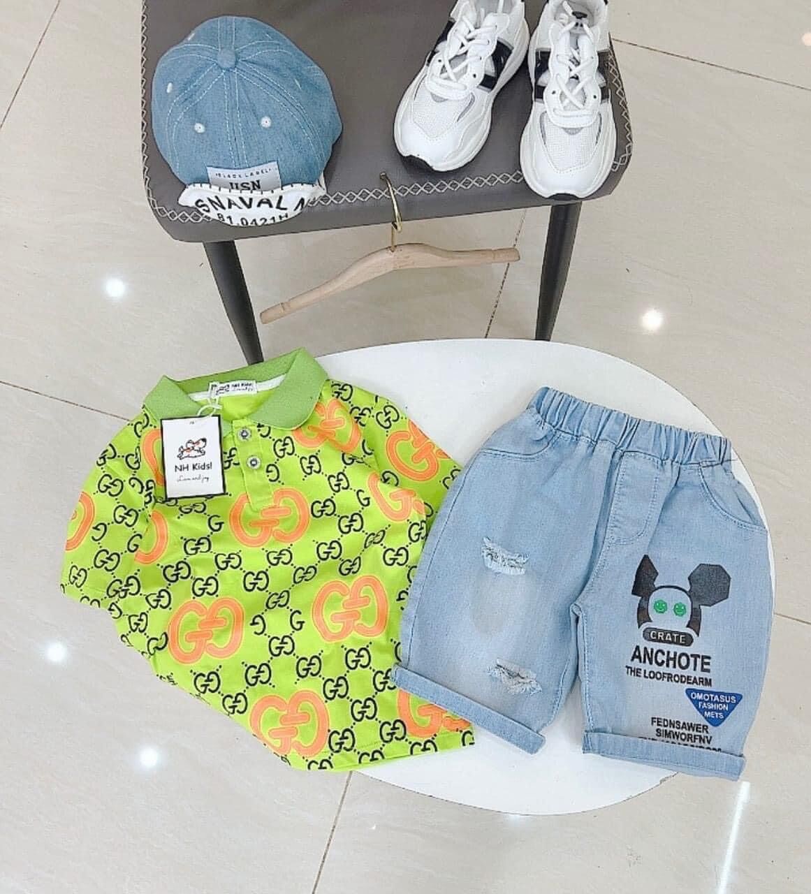 Sale Bộ cộc tay áo thun co giãn 4c quần jean vải đẹp