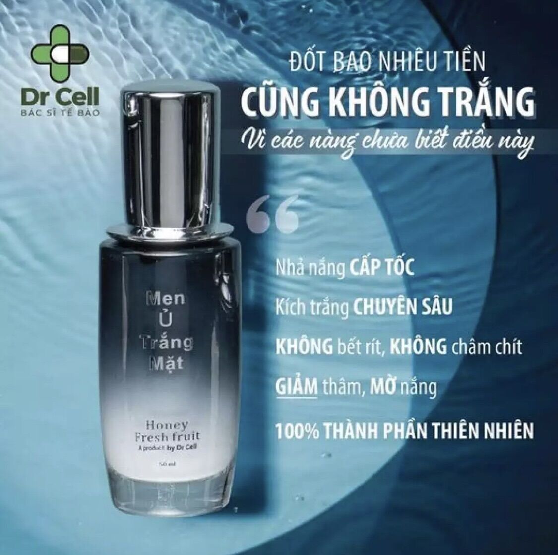Men ủ trắng da mặt thần thánh Dr Cell ( tặng 2 gói tảo nạ)