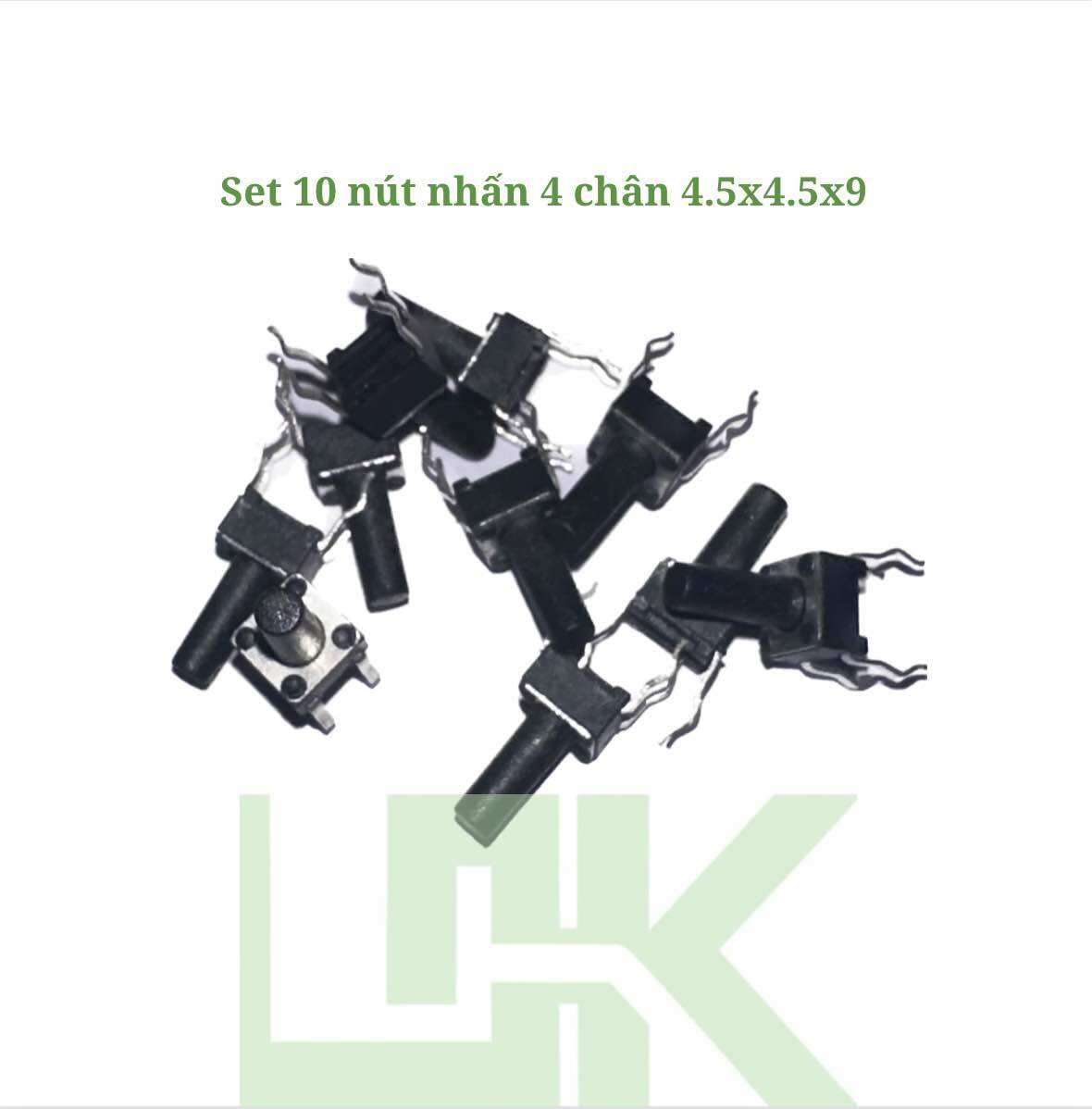 Set 10 nút nhấn 4 chân vuông nhỏ 4.5x4.5x9, túi 10 con
