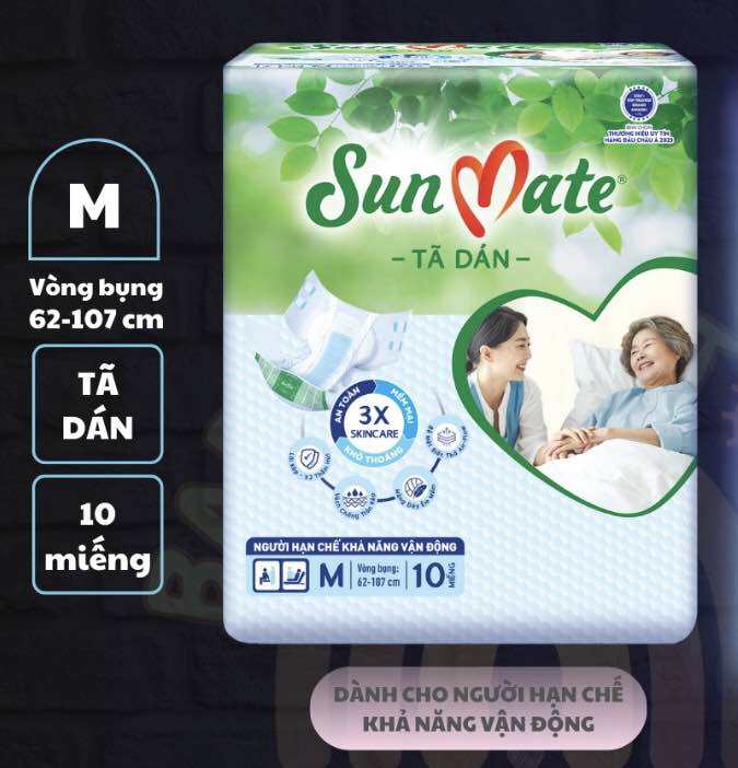 Tã Dán/Quần SUNMATE Siêu Khô thoáng cho người lớn