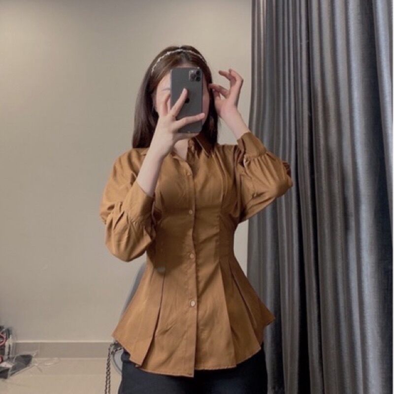 ÁO SƠ MI NHÚN SAU EO XINH ĐẸP SMCL33