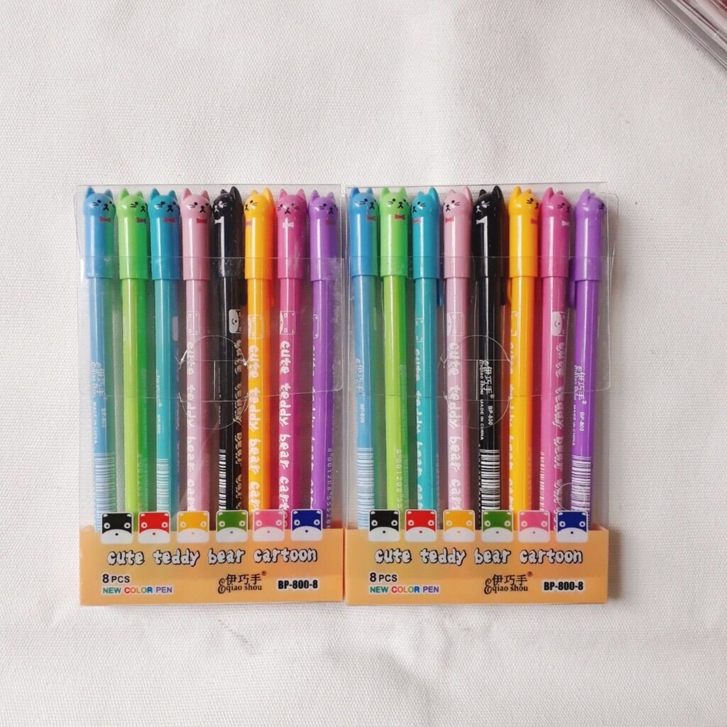 Set 8 cây bút mực hình mèo dễ thương (8 màu mực khác nhau)