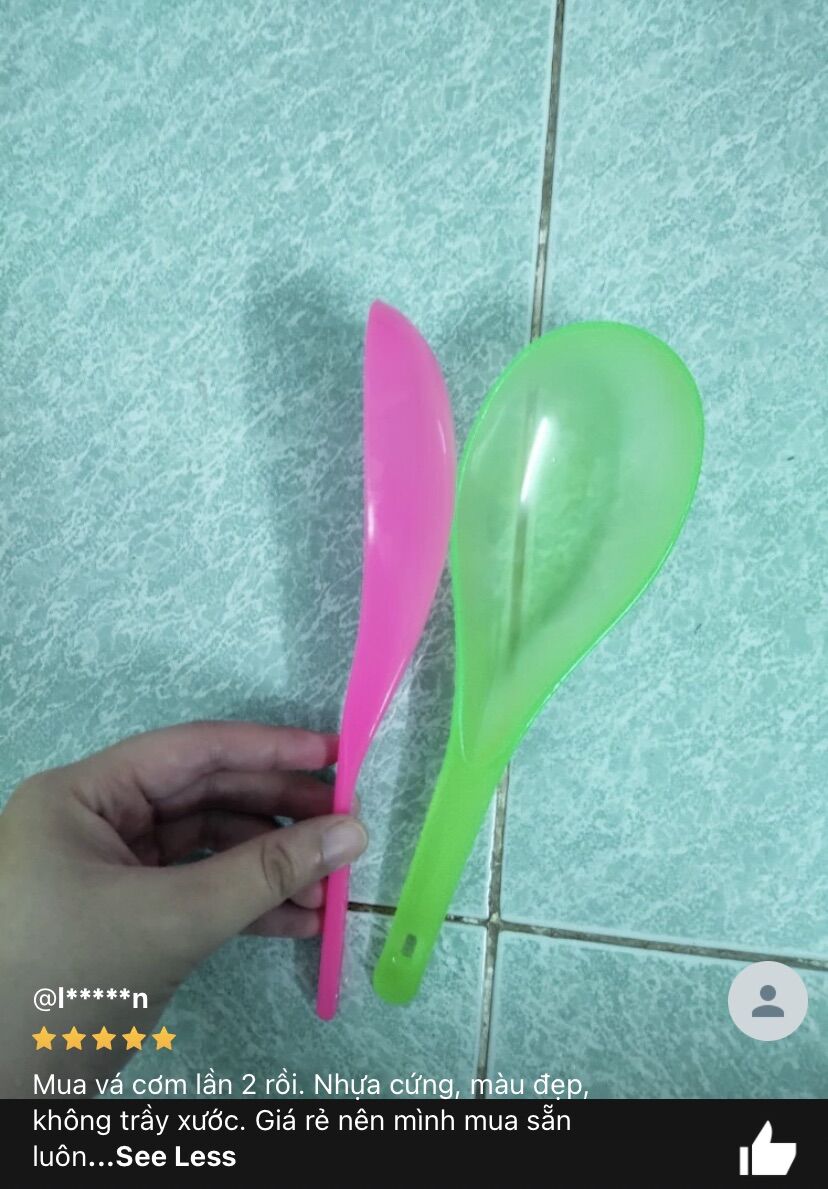 🍚Bán sỉ_ 5 Lố (60 Cái) Vá Múc Cơm Nhựa Dẻo (Dài 21cm)