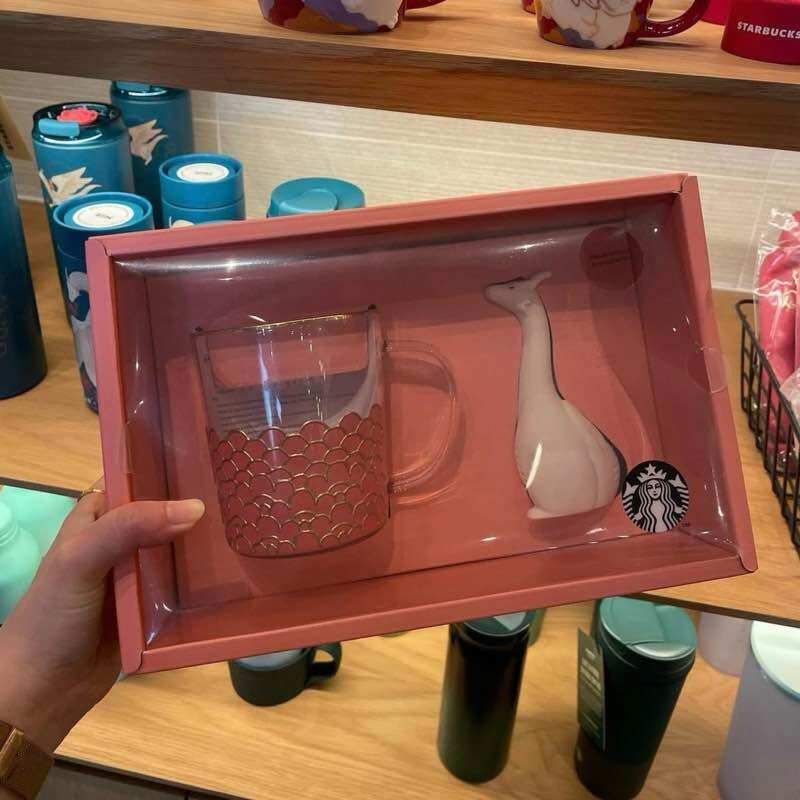 [STARBUCKS VN] - SET CỐC THUỶ TINH VÀ LỌC TRÀ DRAGON PATTERN 14oz