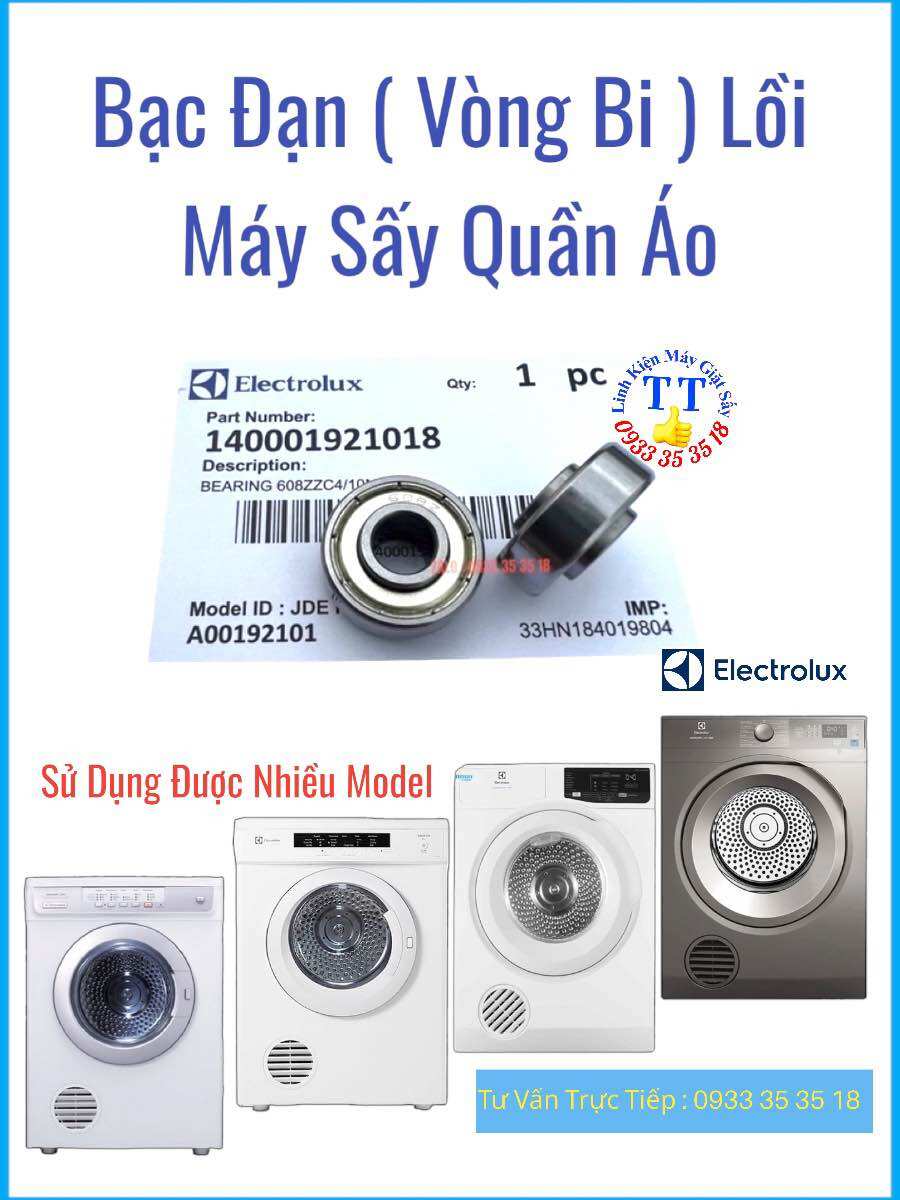 Bạc đạn vòng bi máy sấy ELectrolux Dành cho nhiều dòng máy sấy nóng thong hơi