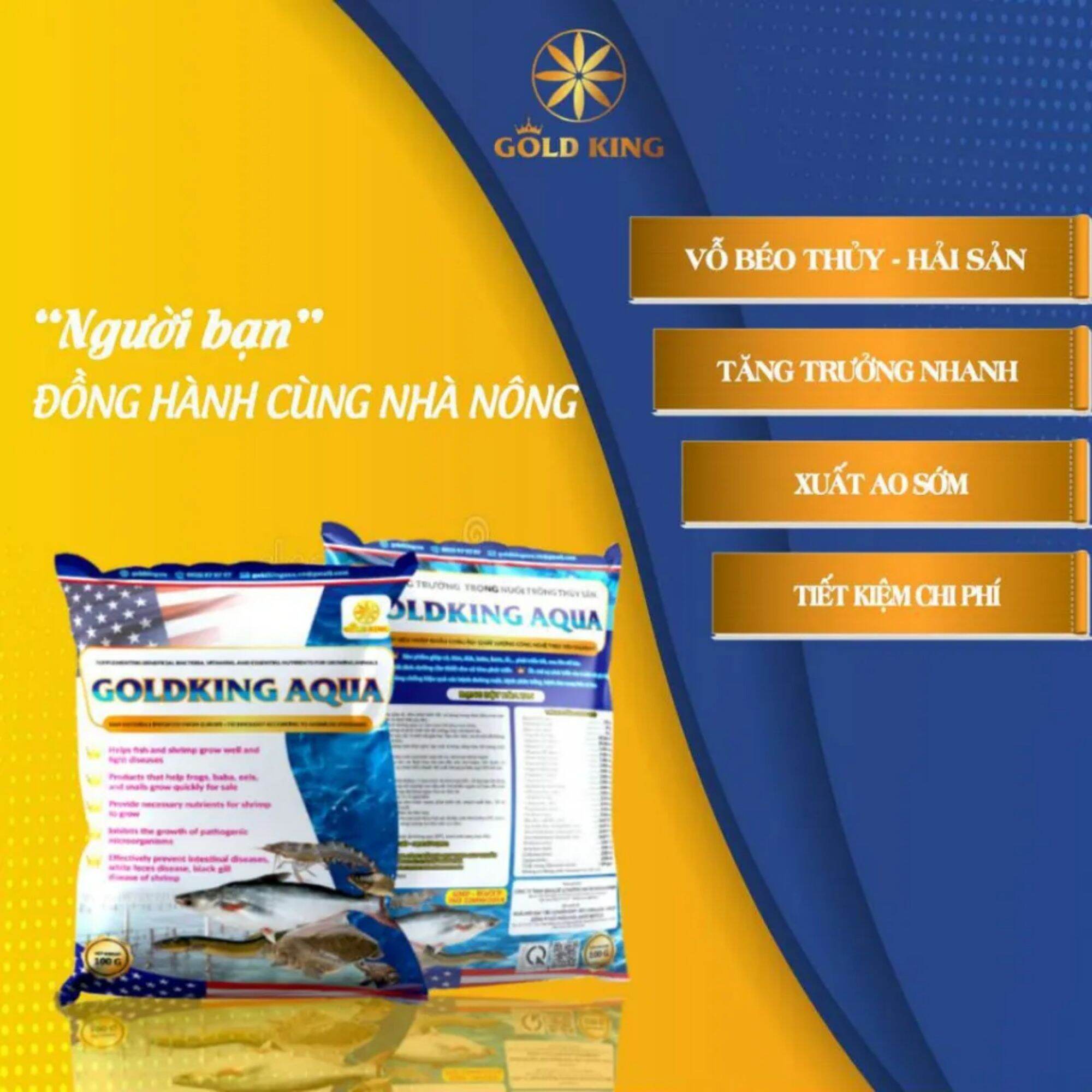Combo 5 gói goldking aqua 100g dùng cho cá, tôm, ếch, baba, lươn, cá sấu, ốc,cá chạch...