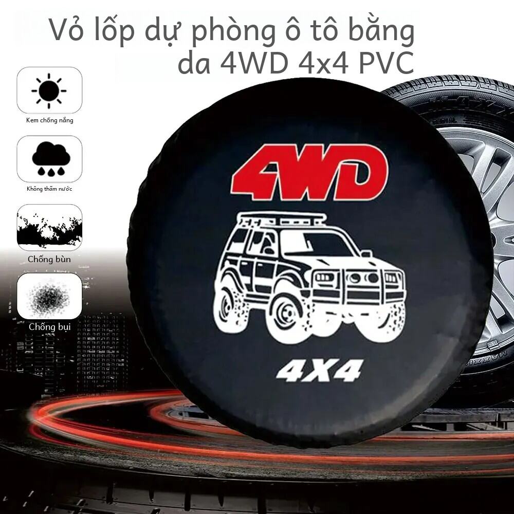 Lốp xe Bìa 14 "15" 16 "17" inch 4WD 4x4 PVC da phụ tùng bánh xe lốp Bìa trường hợp Túi pouch bảo vệ lốp xe phù hợp cho xe Jeep