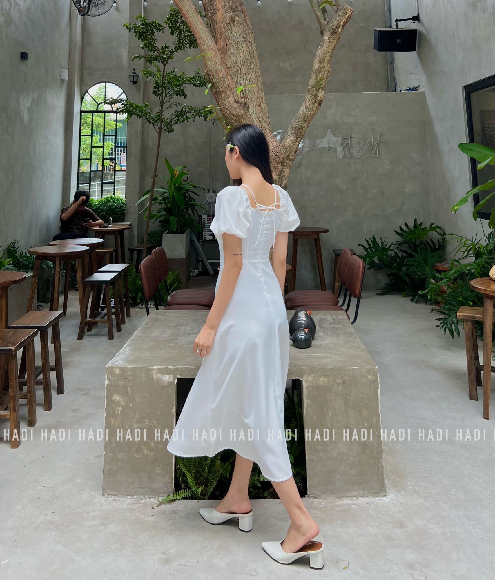 Đầm rút nhún ngực middi - Thương