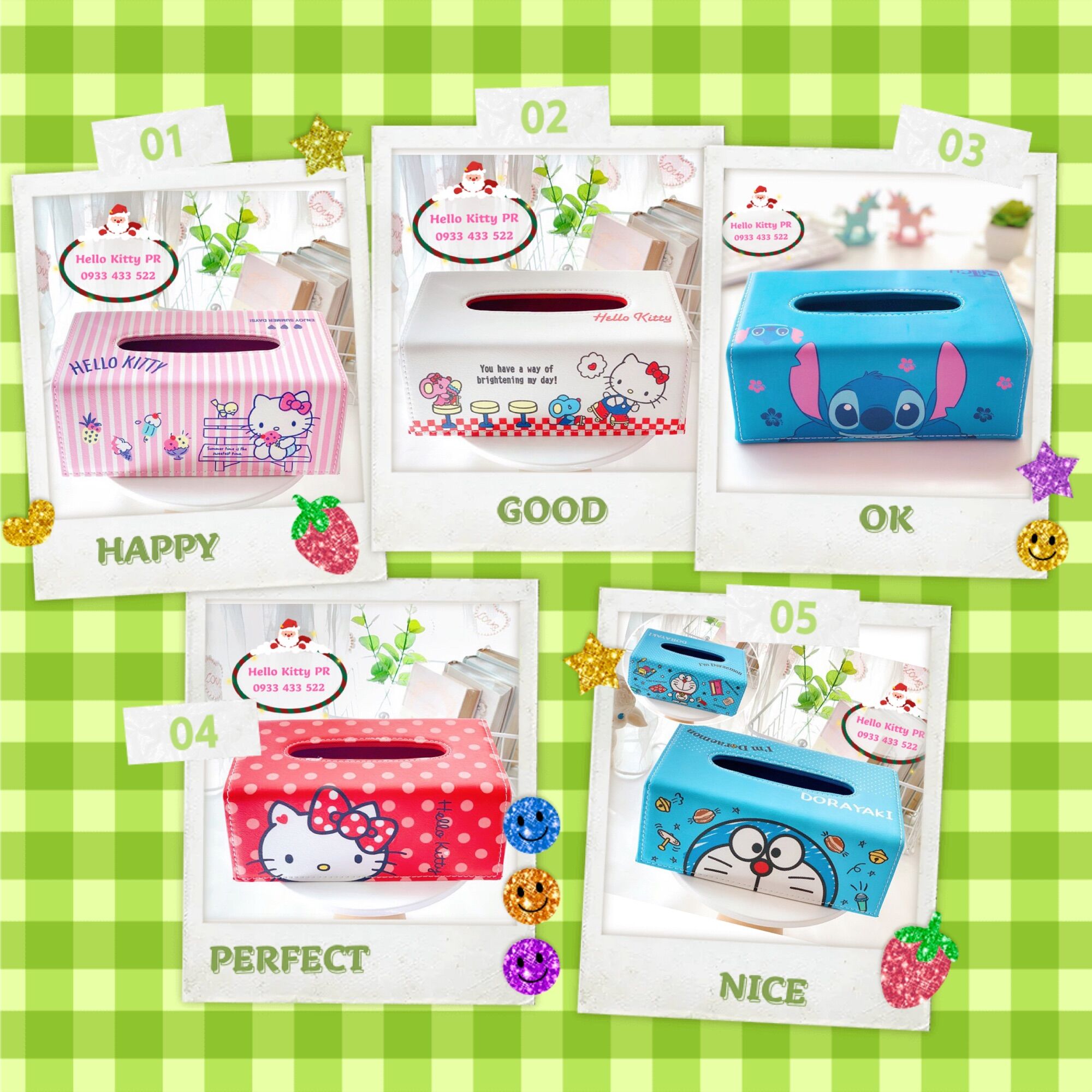 Hộp đựng khăn giấy Hello Kitty - Doremon Doraemon