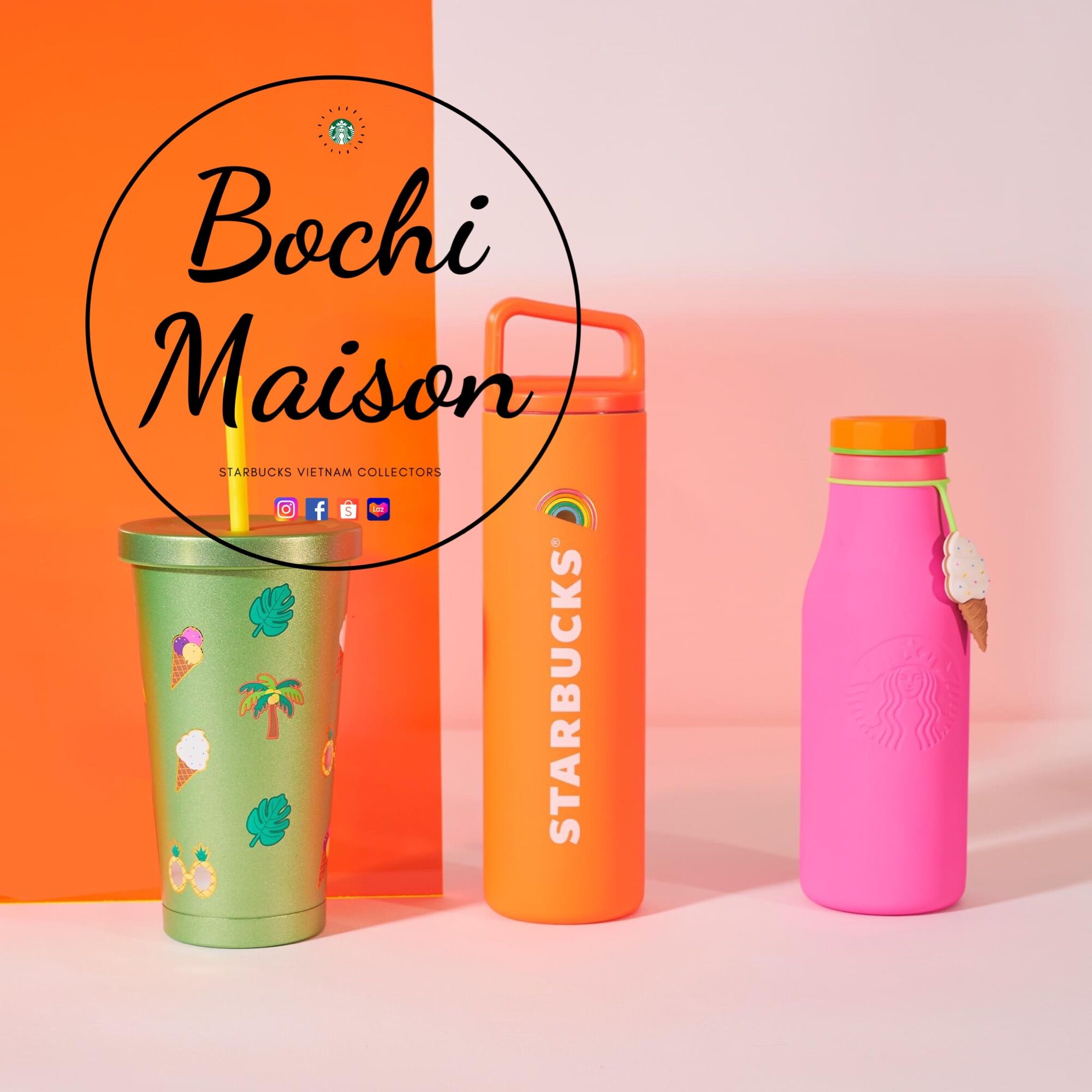 |chính hãng| starbucks summer - bst bình ly giữ nhiệt, cốc sứ, cốc thuỷ tinh
