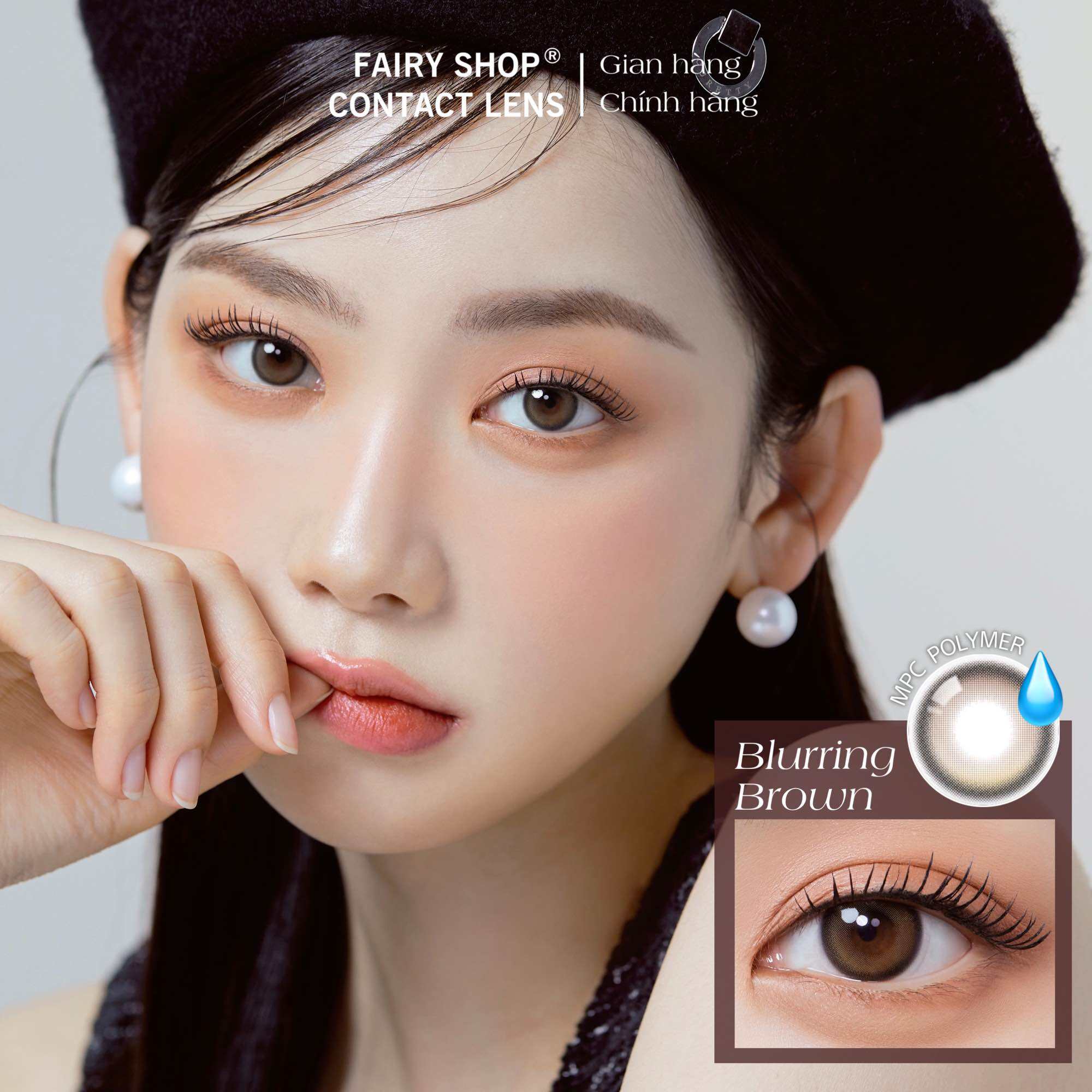Kính Áp tròng Blurring Brown 14.2mm - FAIRY SHOP CONTACT LENS độ cận 0 - 7 chất liệu MPC POLYMER cho mắt thở