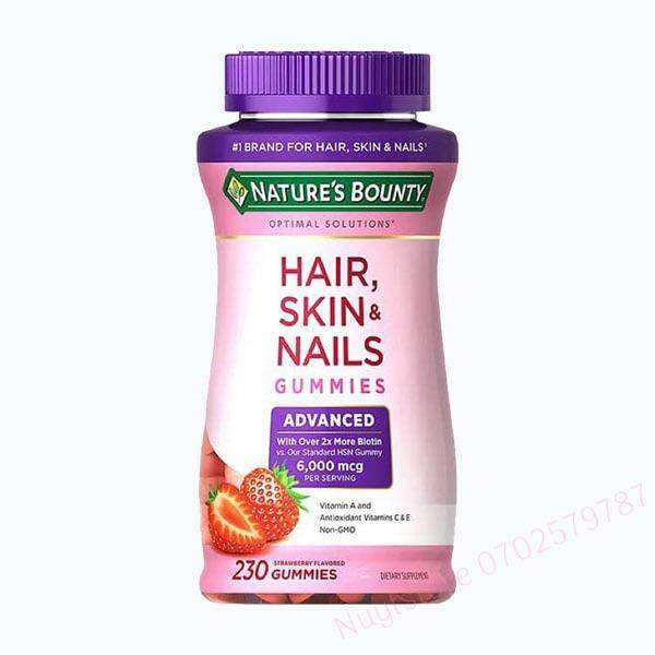 Kẹo dẻo Hair Skin Nail Gummies Nature’Bonunty 230 viên mẫu mới