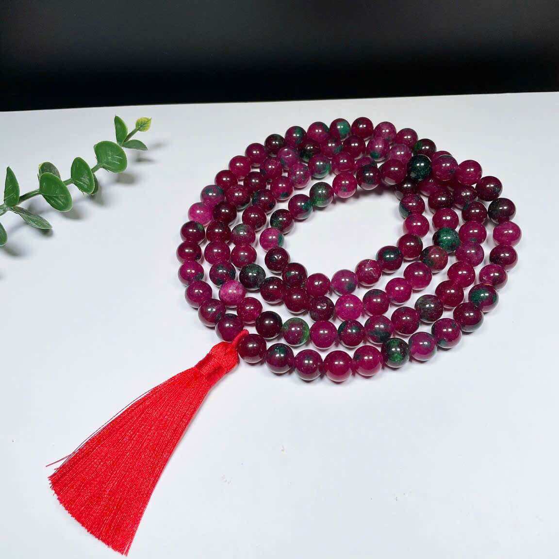 Chuỗi 108 hạt đá ruby phi hạt 10li rất đẹp