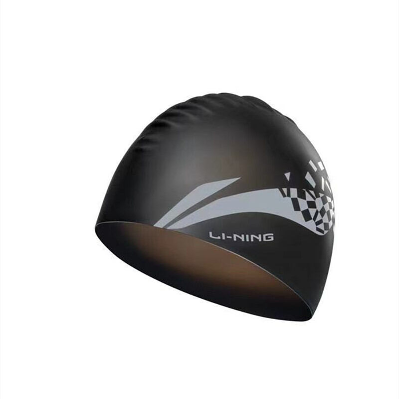 Mũ bơi lining lining li-ning chính hãng mũ bơi chống thấm nước silicon tóc dài nam nữ mũ bơi màu đen trang bị bơi chuyên nghiệp