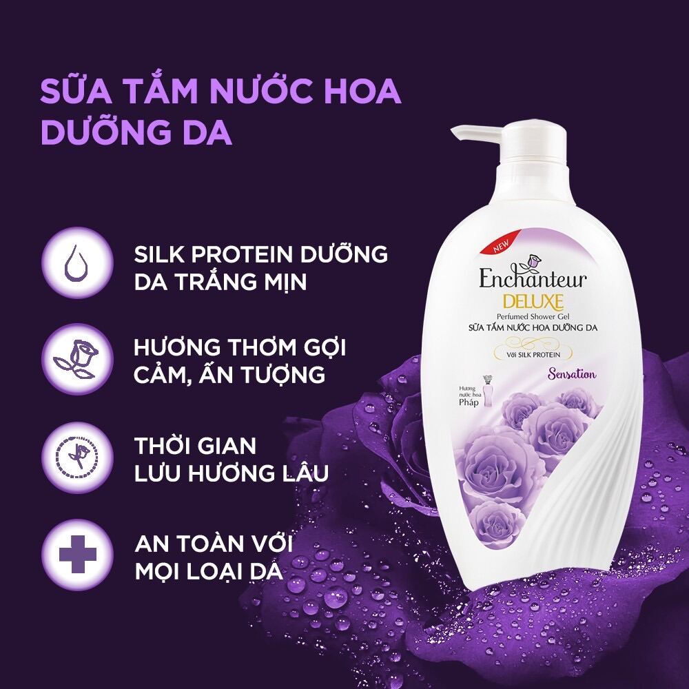 Sữa tắm dưỡng da Hương nước hoa Enchanteur 900g charming mẫu mới