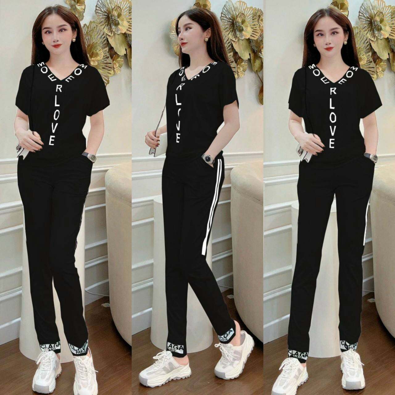 Sét đồ bộ nữ chữ love quần dài áo tay ngắn thun cotton 100% cao cấp mẫu mới giá rẻ đẹp hót hít có bigsize