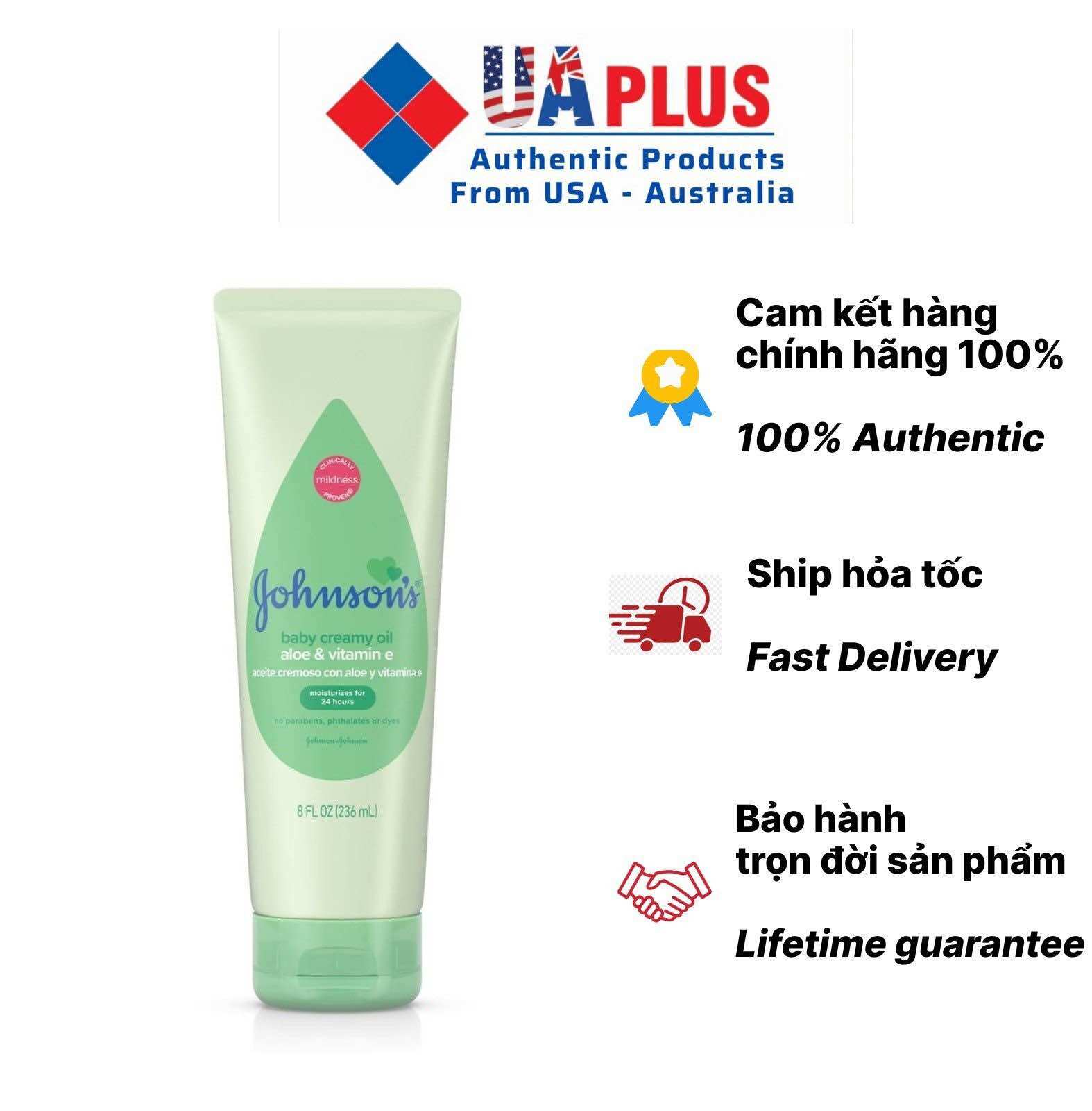 Kem dưỡng ẩm Johnson's Baby Creamy Oil with Aloe Vera & Vitamin E