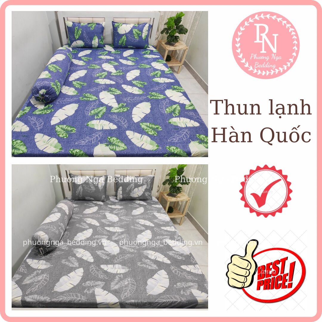 Bộ ga 4 món thun lạnh Hàn Quốc họa tiết Lá