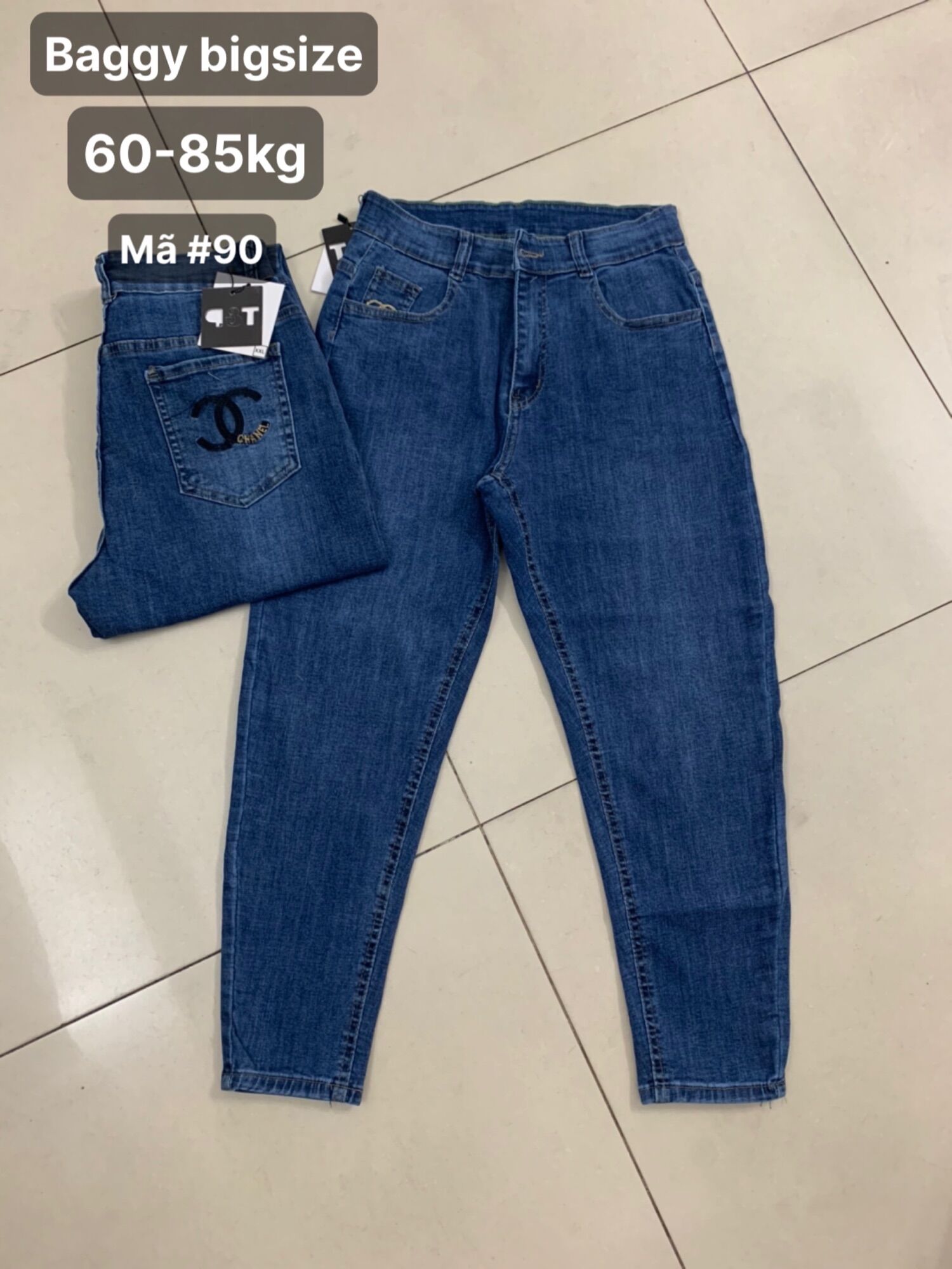 Quần jean baggy bigsize co dãn 60-85kg