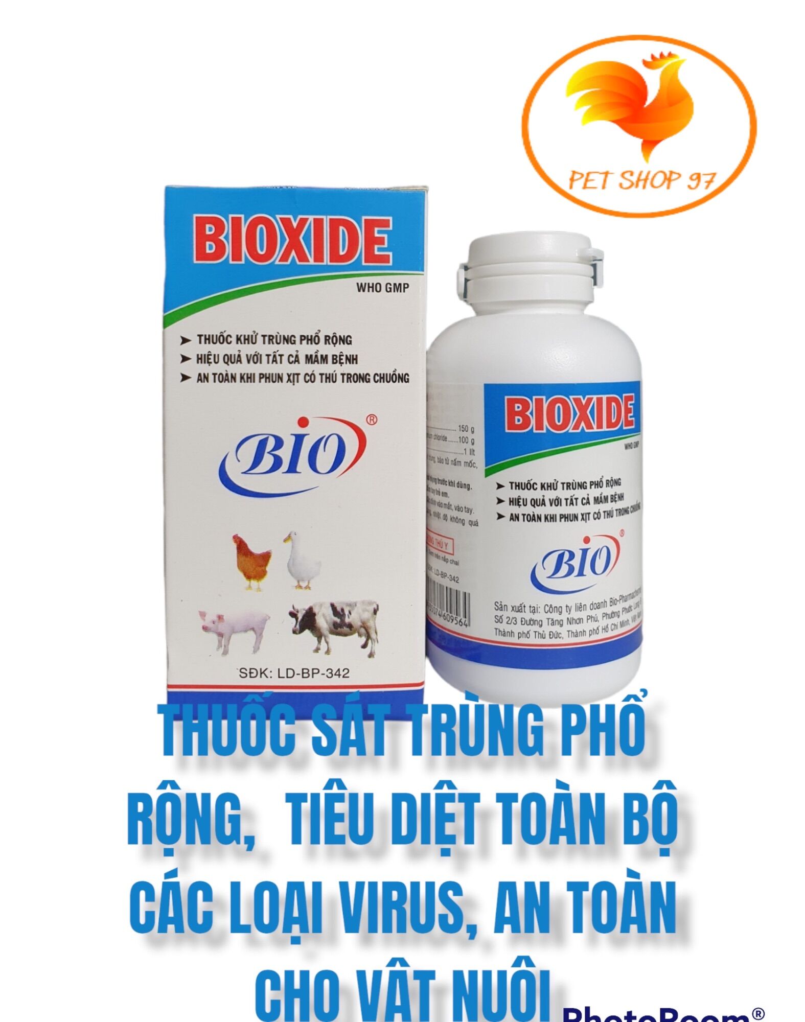 Bioxide chai 60ml sát trùng chuồng trại