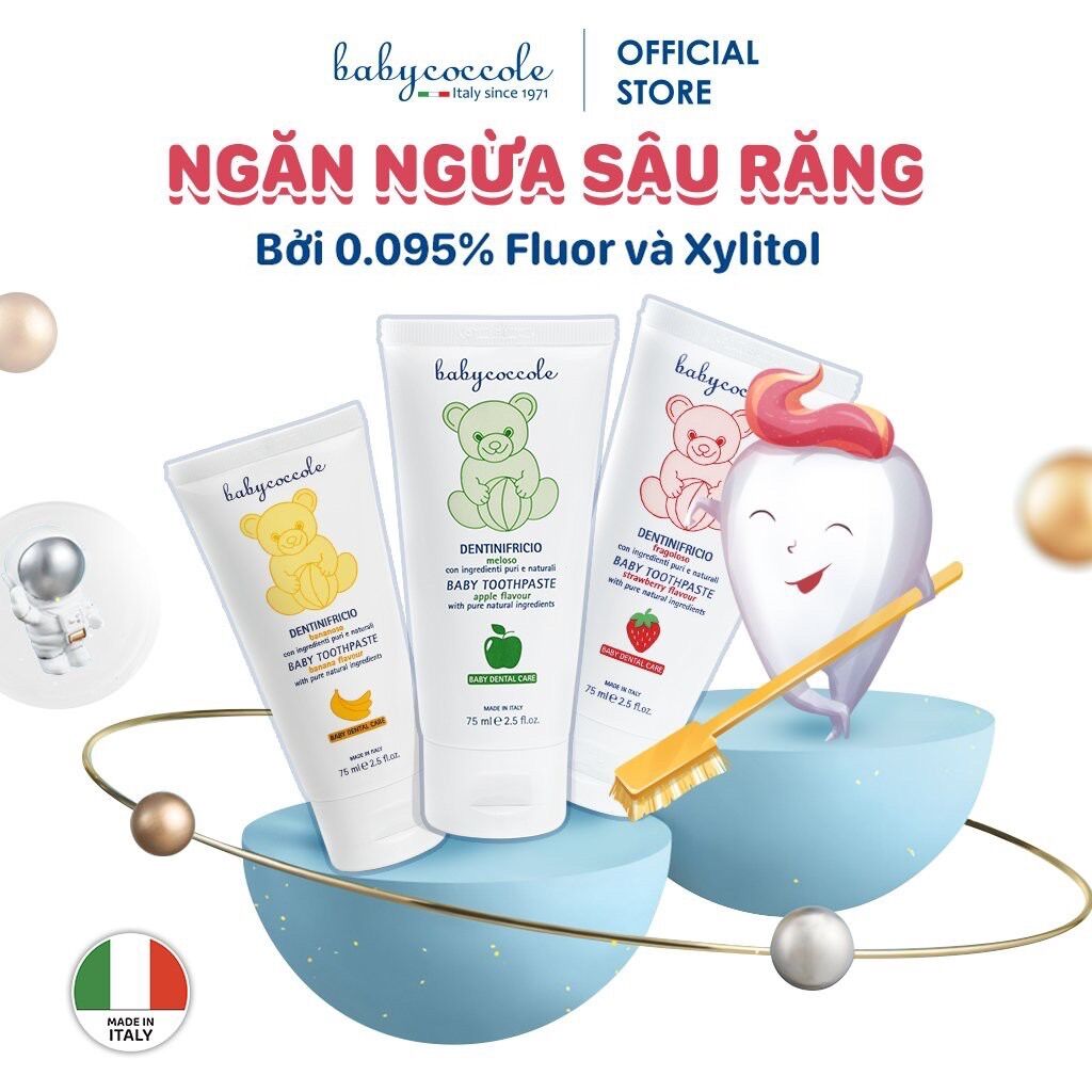 Kem đánh răng cho bé Babycoccole 12M+ nuốt được 75ml