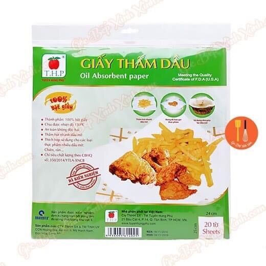 (Sỉ = lẻ) Giấy thấm dầu THP 24cm x 25cm (20 tờ)