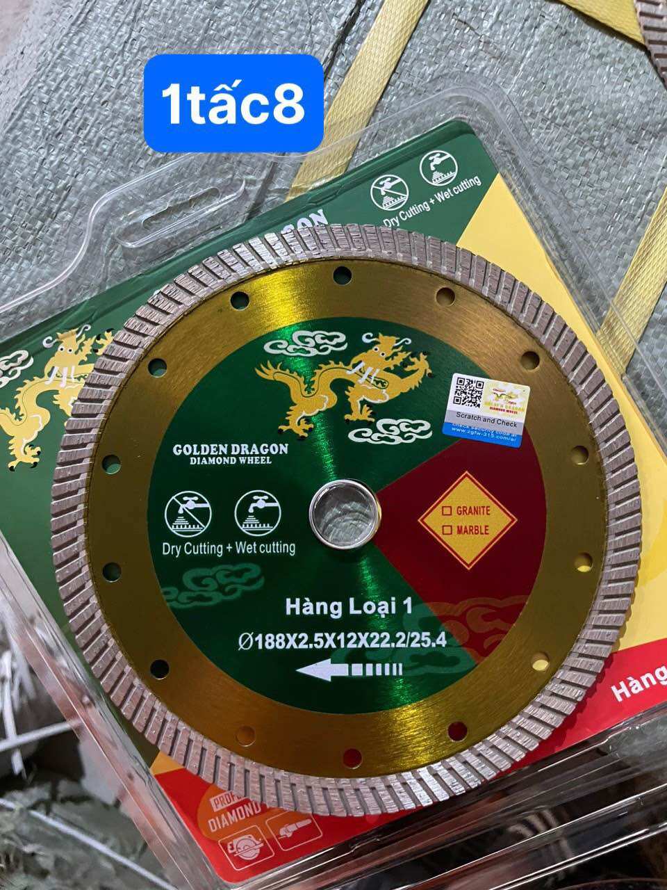 Lưỡi cắt gạch đa năng rồng vàng 180mm. Lưỡi cắt bê tông, đá hoa cương, lưỡi cắt tường đa năng 180mm