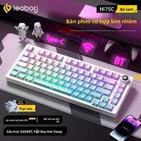 LEOBOG Hi75C Bàn phím cơ 75% vỏ nhôm CNC 3 chế độ không dây Bluetooth 2.4G RGB ánh sáng đầy đủ thay thế phím nóng cho gaming và văn phòng