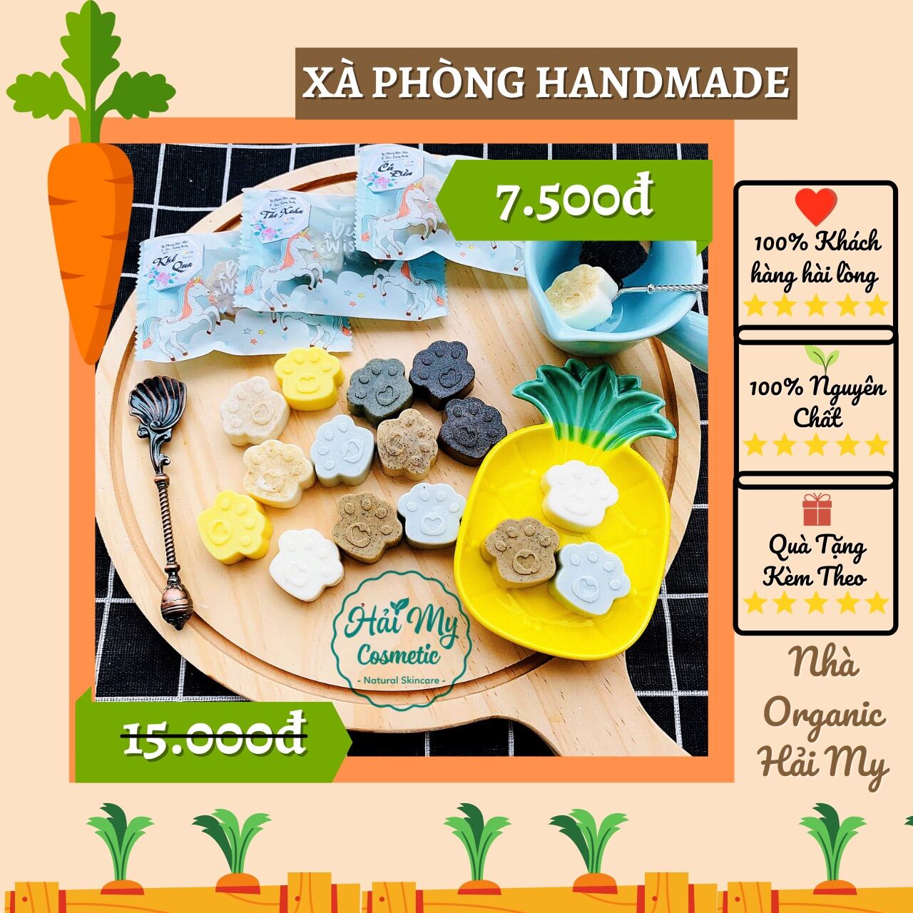 Xà Phòng Handmade Rửa Mặt & Body - Hải My Cosmetic - Organic Handmade