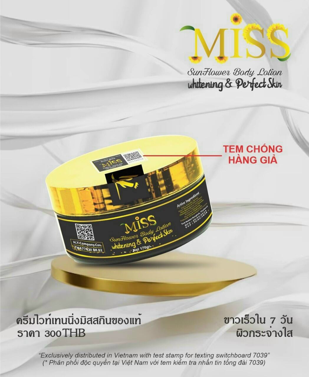 Kem Body Miss Thái Lan Dưỡng Trắng, Makeup, Chống Nắng