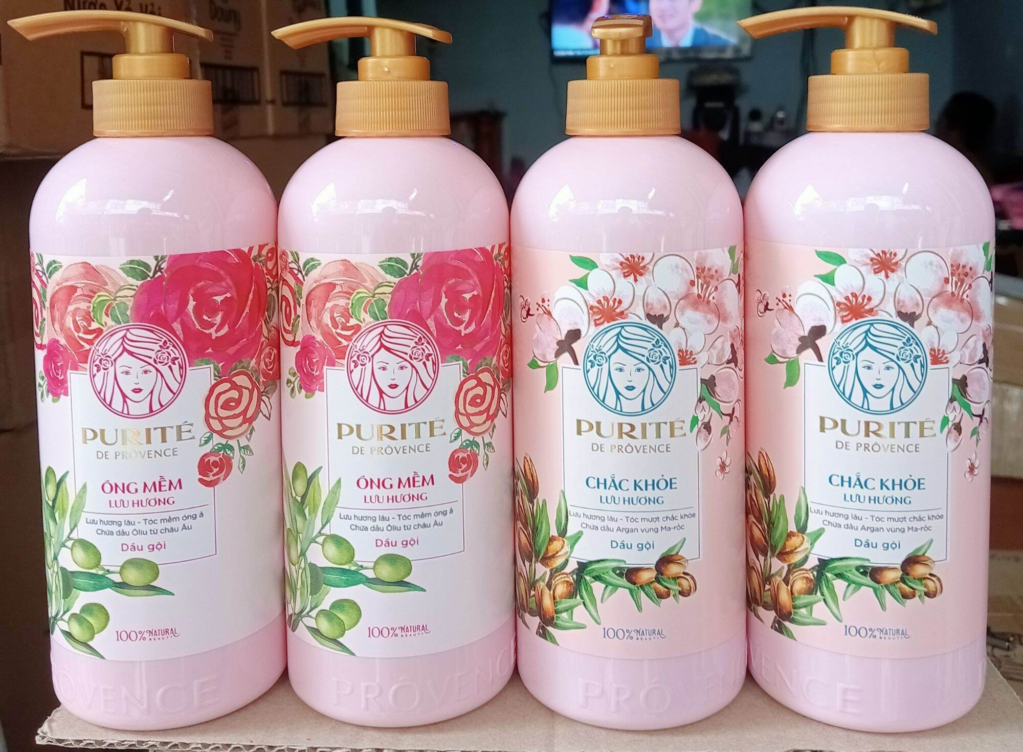 Dầu gội Purite by Provence lưu hương Anh Đào, Hoa Hồng 600ml