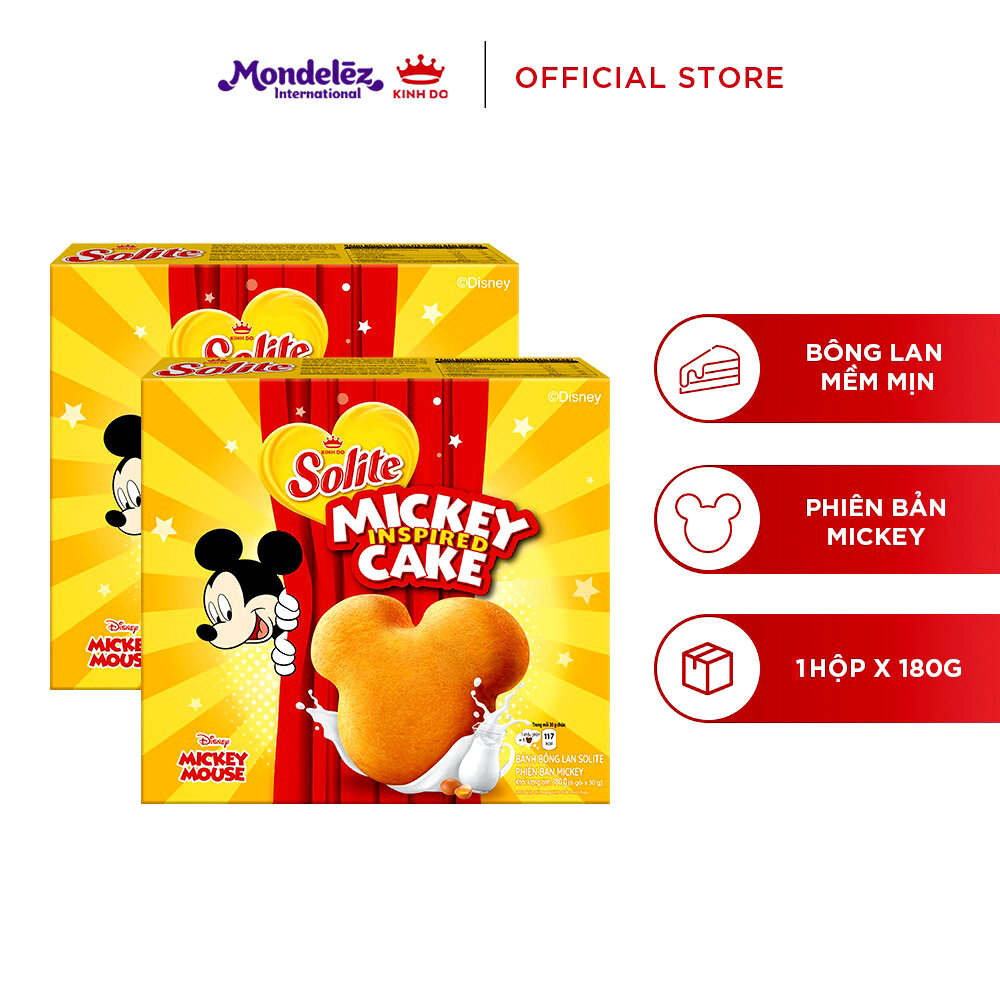 Bánh bông lan Solite kem bơ sữa phiên bản Mickey hộp 180gr