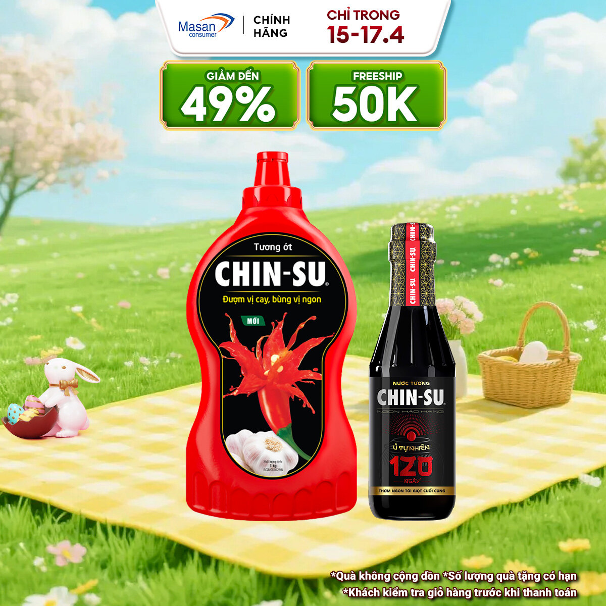 Combo 1 chai Nước tương CHIN-SU lên men 120 ngày x 300ml + 1 chai Tương ớt CHIN-SU 1kg
