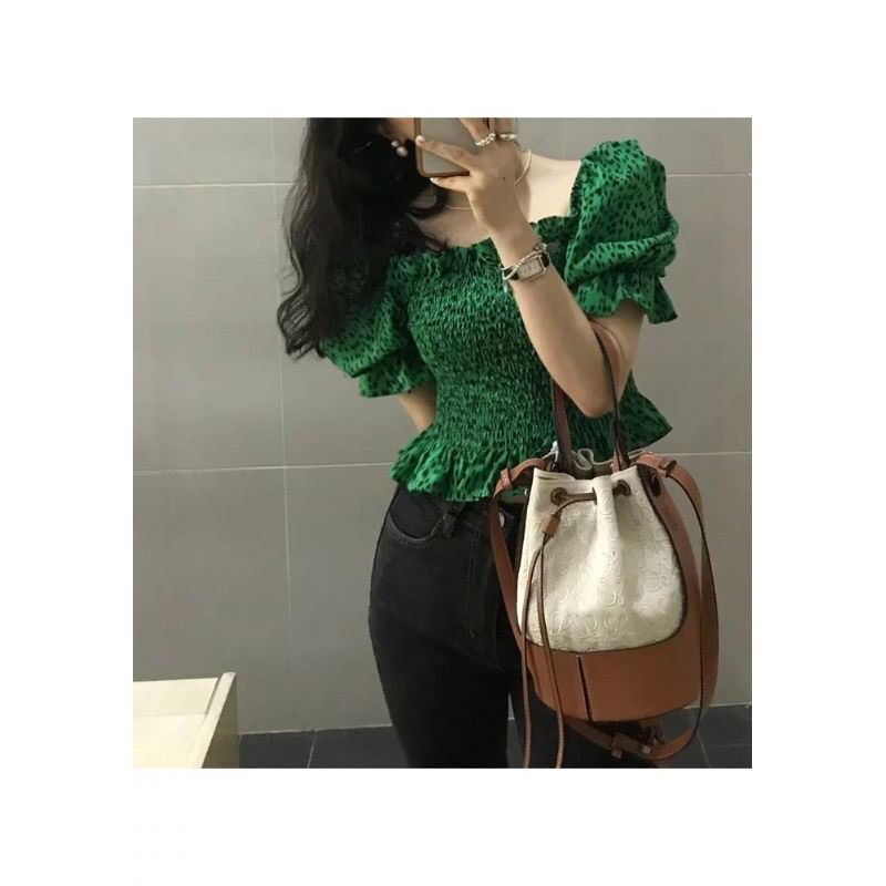 Áo họa tiết da báo màu xanh