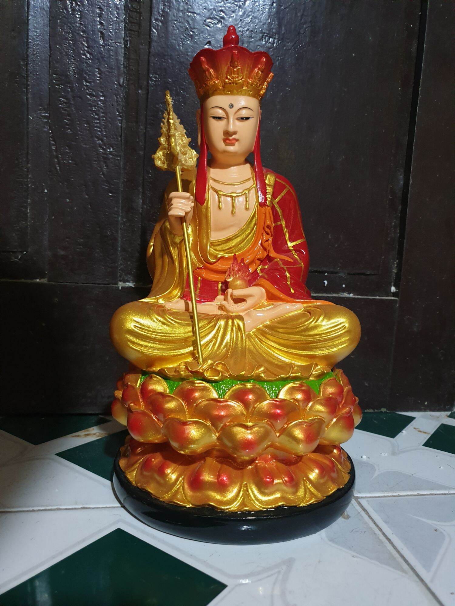 tượng Địa Tạng ngồi cao 30cm sen hồng