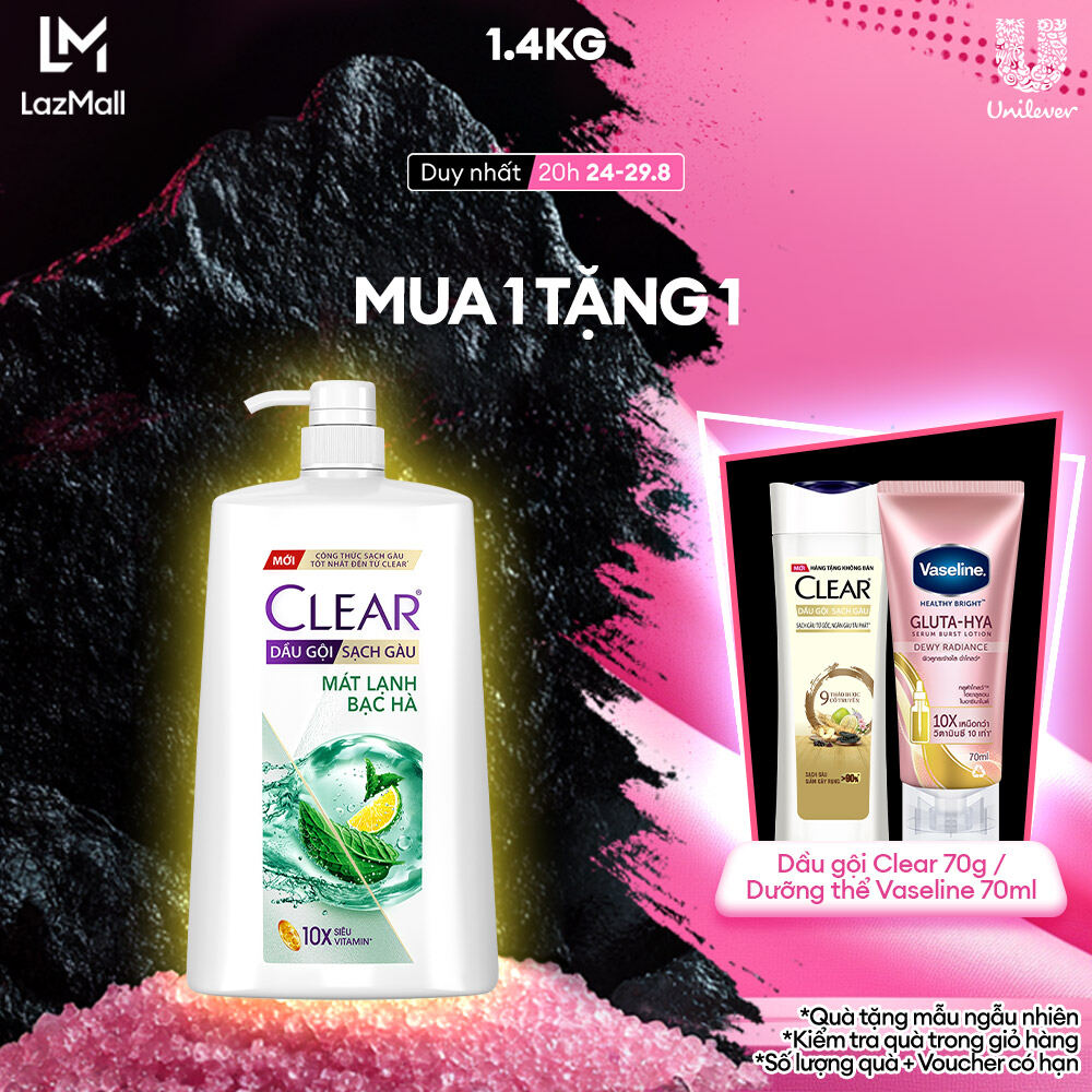 Dầu gội sạch gàu Clear Mát Lạnh Bạc Hà 1,4kg