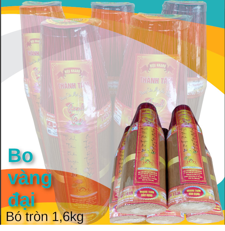 [Xả hàng làm mẫu mới - 1 bó hàng chuẩn] Nhang thơm Bo vàng đại THÀNH TÂM bó tròn 1,6kg 38cm (thơm hảo hạng)