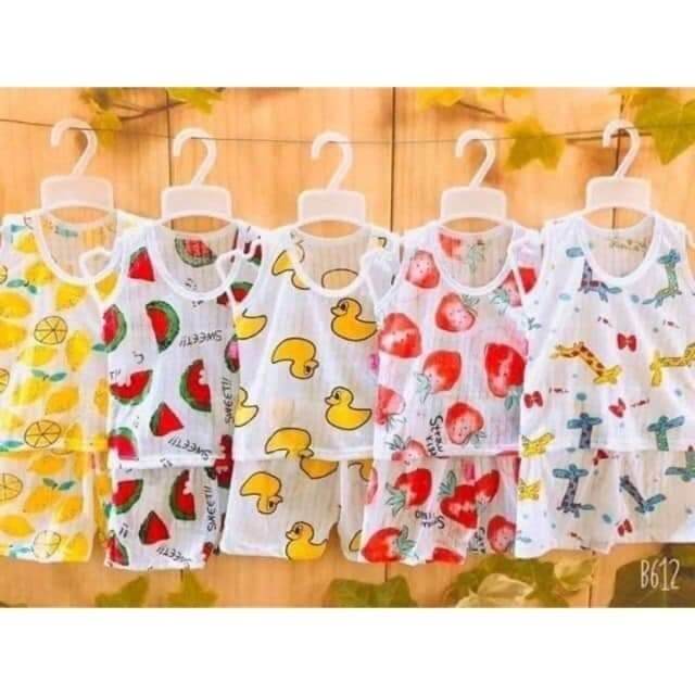 Combo 5 bộ ba lỗ cotton giấy, sợi tre cho bé 5-15kg cho bé trai và bé gái