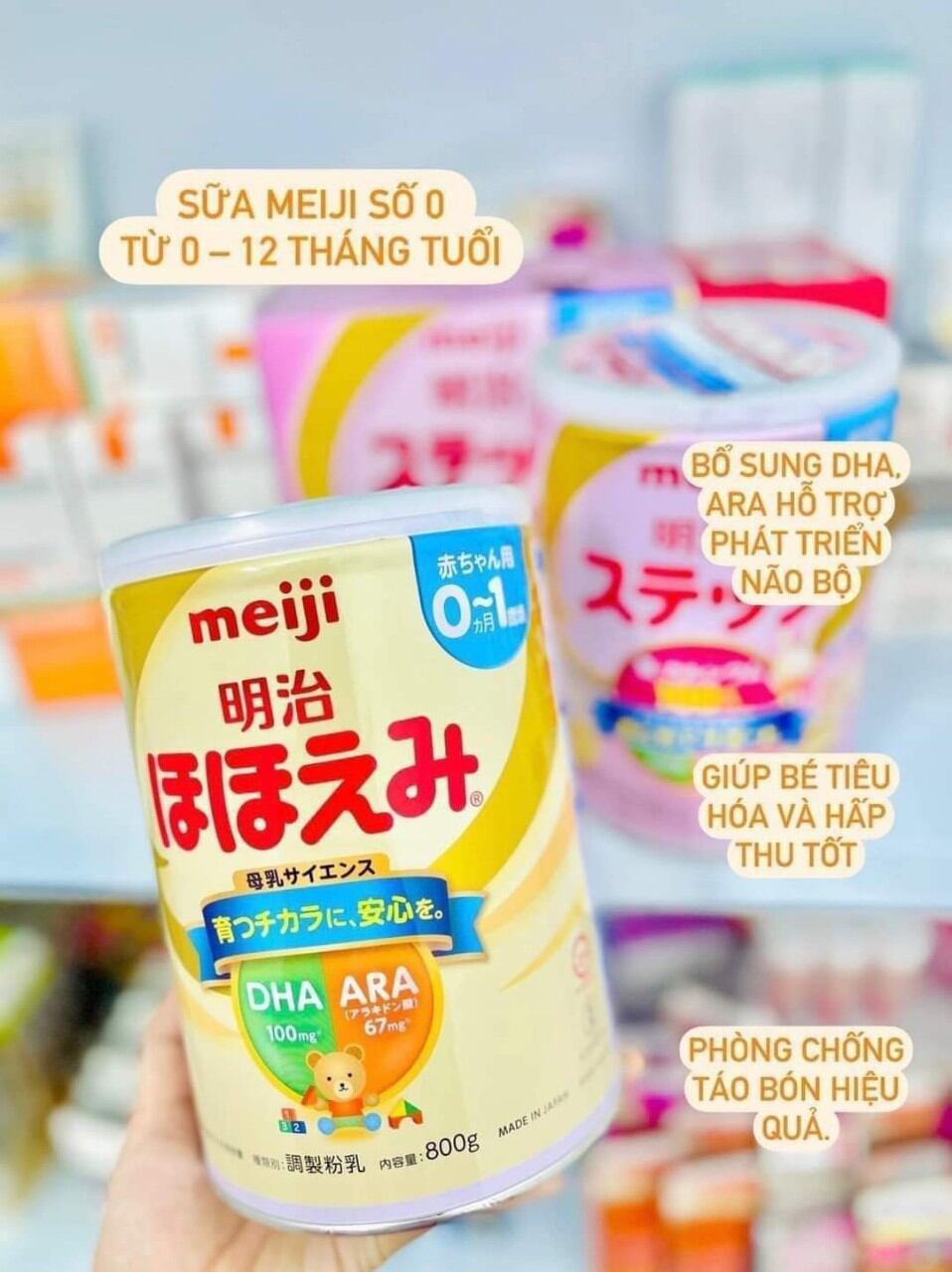 Sữa bột Meiji nội địa lon 800g từ 0 đến 12 tháng tuổi